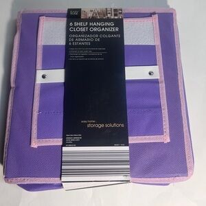 Easy Home 6 Shelf Hanging Closet Organizer Purple and Pink